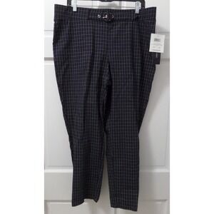 Women's XL - 89th and Madison Black White/Blue Grid Comfort Waist Pants